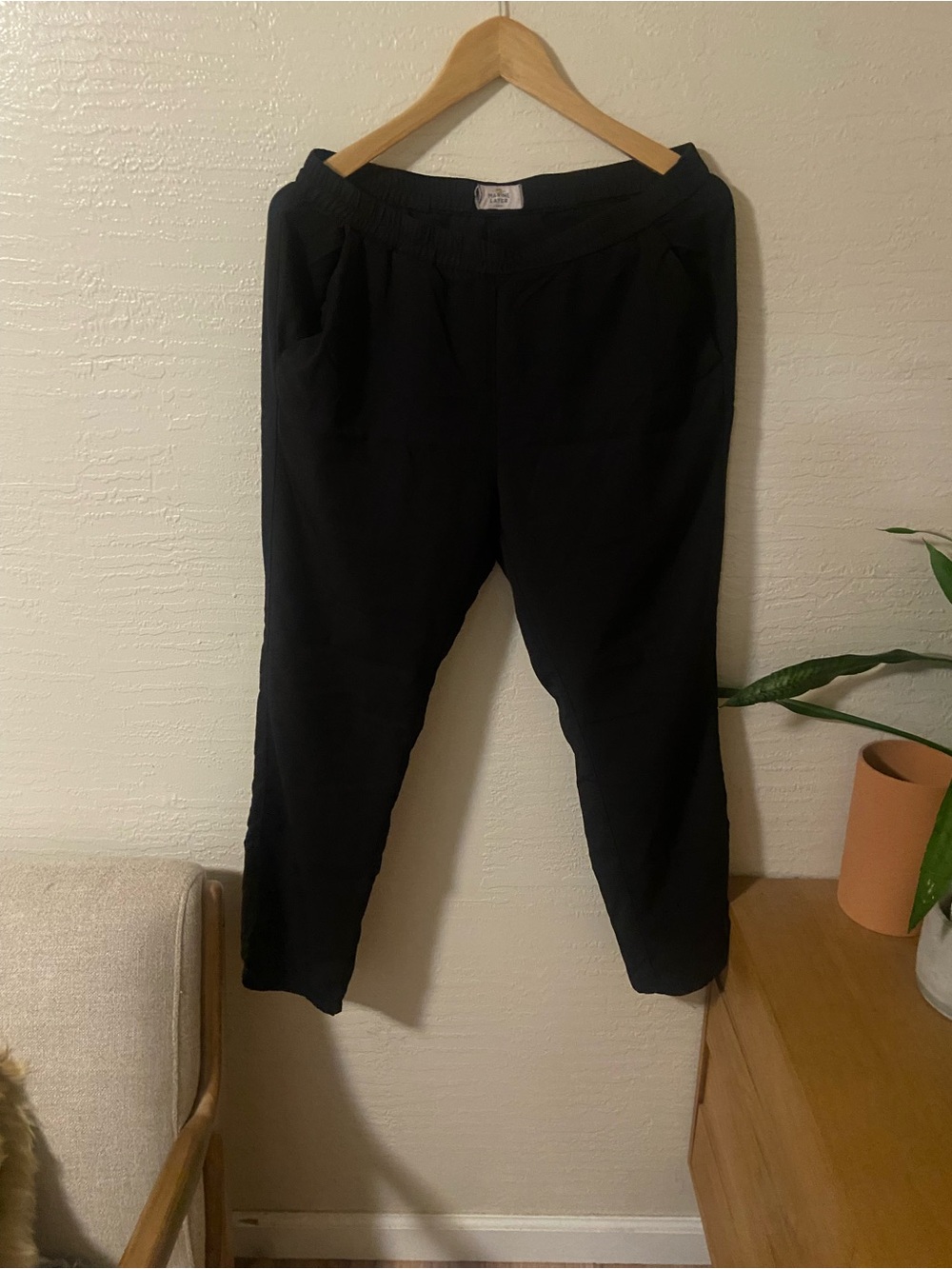Marine Layer Black Elastic-Waist Jogger Pants